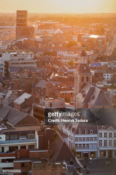 hasselt panorama at sunset - hasselt belgium stock pictures, royalty-free photos & images