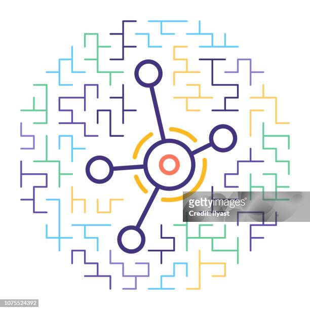 artificial neural networks line icon illustration - artificial neural network stock illustrations