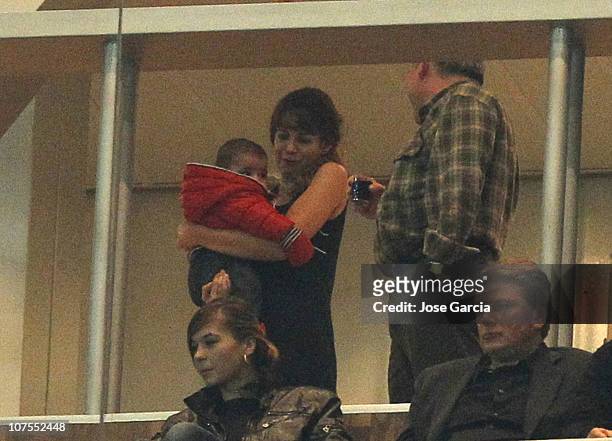 Cristiano Ronaldo's son, Cristiano Ronaldo Jr., is sighted during the Champions League group G match between Real Madrid and AJ Auxerre at Estadio...