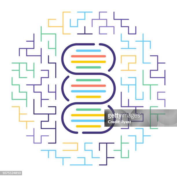 illustrazioni stock, clip art, cartoni animati e icone di tendenza di illustrazione dell'icona della linea di test di paternità del dna - genetic research