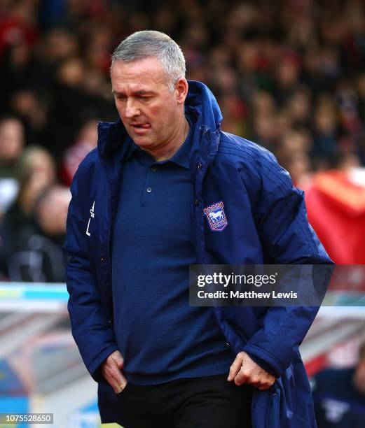 Paul Lambert of Ipswich Town looks on during the Sky Bet Championship match between Nottingham Forest and Ipswich Town at City Ground on December 01,...