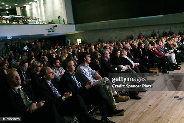 People attend the launch of the unaffiliated political organization known as No Labels December 13, 2010 at Columbia University in New York City. The...