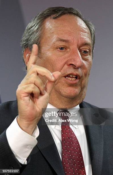 National Economic Council Director Lawrence Summers addresses the Economic Policy Institute December 13, 2010 in Washington, DC. Summers delivered an...
