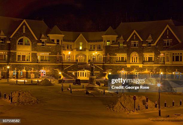 The new annex at the Fairmont Banff Springs Hotel is viewed after dark on November 22, 2010 in Banff Springs, Canada. The famed hotel, built by the...