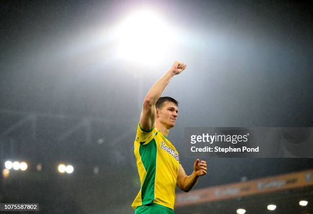 Christophe Zimmermann of Norwich City celebrates victory during the Sky Bet Championship match between Norwich City and Rotherham United at Carrow...