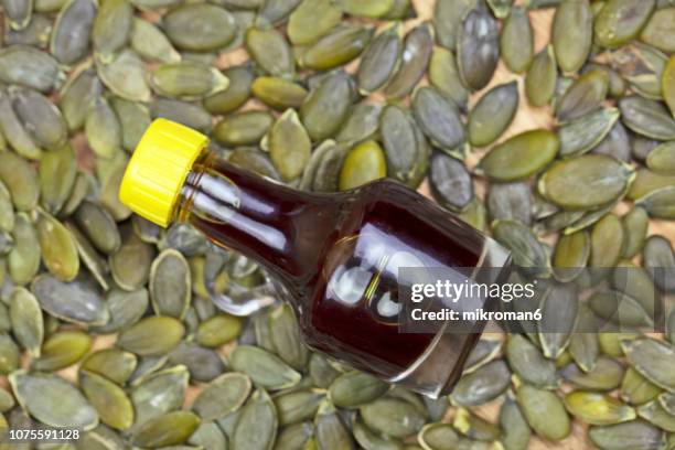 pumpkin seeds and pumpkin seed oil - mineral oil stock pictures, royalty-free photos & images