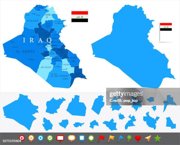 map of iraq - infographic vector - erbil stock illustrations