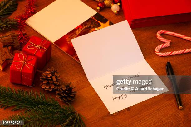handwritten christmas card - christmas cards stock pictures, royalty-free photos & images