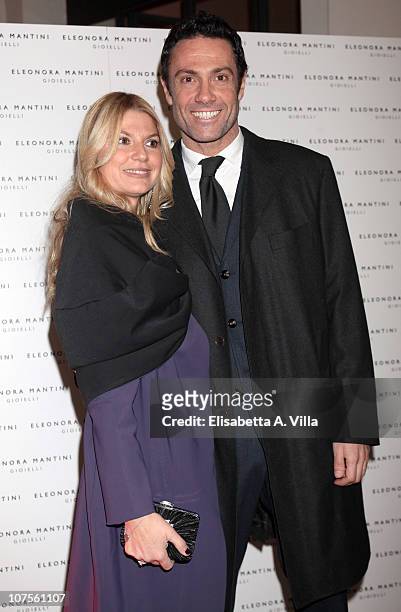 Actor Marco Falaguasta and wife Alessia Latino attends the Eleonora Mantini Jewellery Collection Launch at De Russie Hotel on December 13, 2010 in...