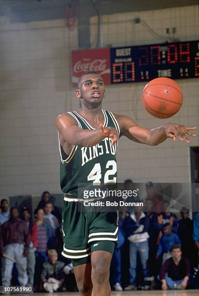 High School Basketball: Kinston High Jerry Stackhouse in action Havelock High.Havelock, NC 2/1/1992CREDIT: Bob Donnan