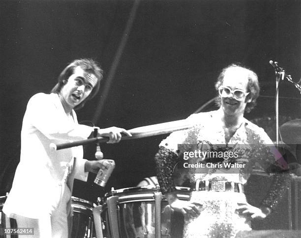 Elton John 1975 with Bernie Taupin at Dodger Stadium