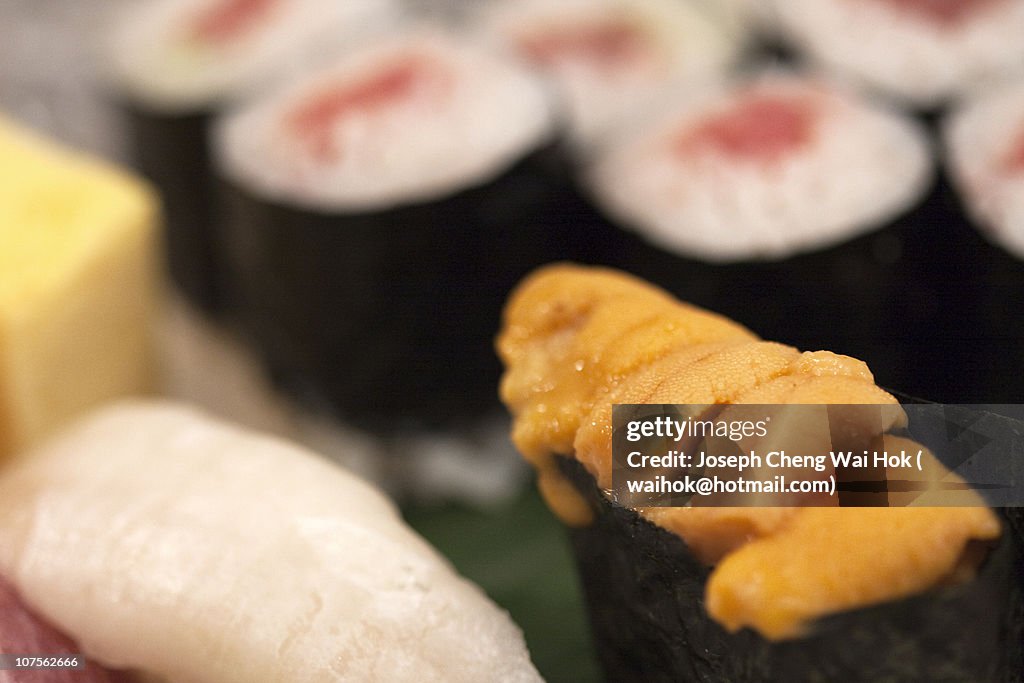 Tsukiji market's Sea Urchin sushi