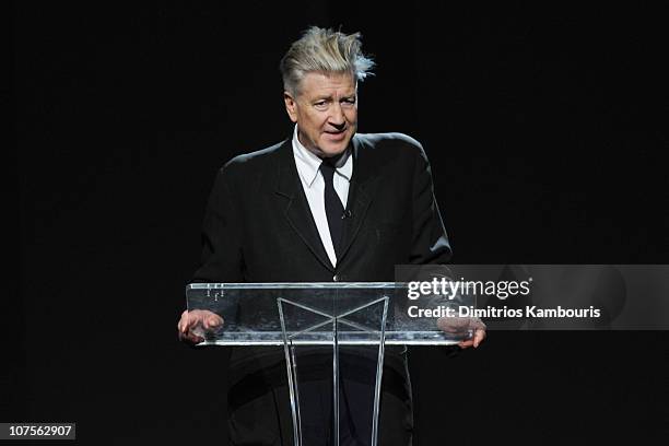 Director/philanthropist David Lynch speaks during the 2nd Annual "Change Begins Within" benefit celebration presented by the David Lynch Foundation...