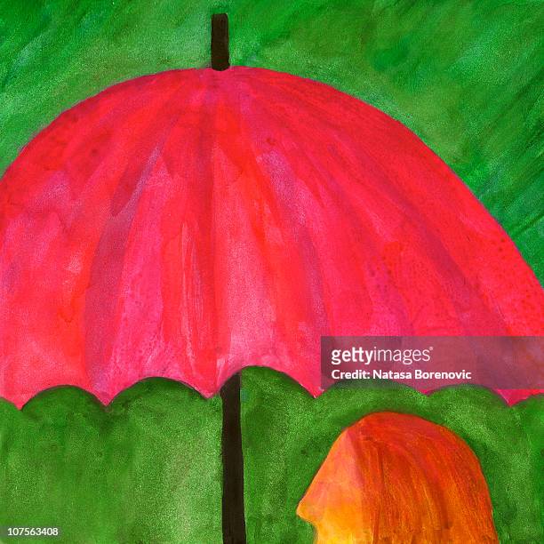 my pink umbrella - slovenia stock illustrations
