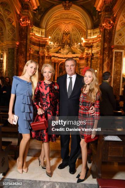 Maria Carolina of Borbone, Camilla of Borbone, Carlo of Borbone and Maria Chiara of Borbone attend the Tiziana Rocca And Giulio Base wedding at...