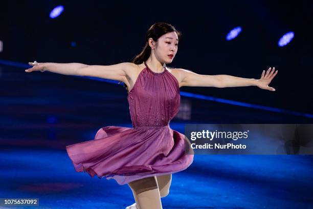 Yuna Kim performs in Revolution on Ice Tour 2018 at Madrid Palacio Vistalegreon December 28, 2018 in Madrid, Spain.