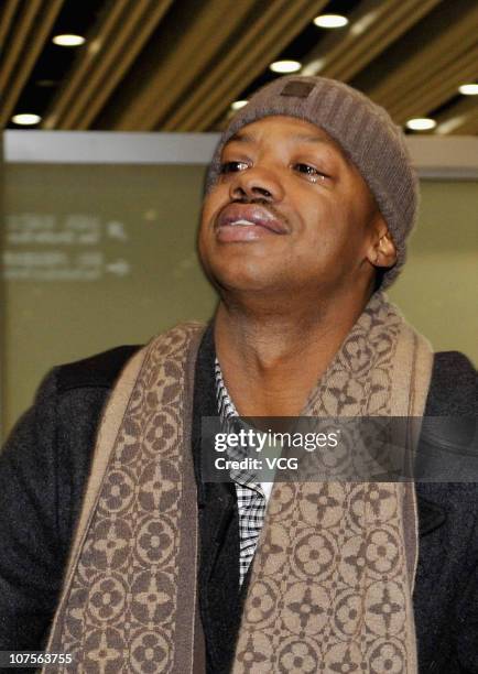 Former NBA player Steve Francis arrives at Capital Airport on December 14, 2010 in Beijing, China. Steve Francis will start his Chinese Basketball...