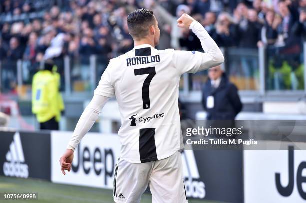 Cristiano Ronaldo of Juventus celebrates after scores the opening goal during the Serie A match between Juventus and UC Sampdoria on December 29,...