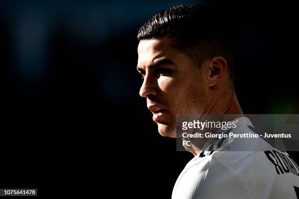 Cristiano Ronaldo of Juventus looks on during the Serie A match between Juventus and UC Sampdoria on December 29, 2018 in Turin, Italy.