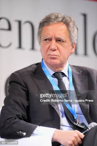 Italian sociologist and politician and author and actor Nando Dalla Chiesa attends the Biennale delle Cooperative at Palazzo Re Enzo on November 30,...