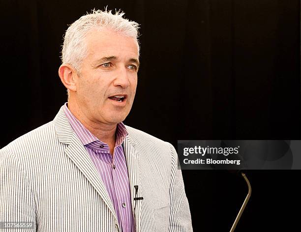 Rob Fyfe, chief executive officer of Air New Zealand Ltd., speaks during a news conference at the Star Alliance annual meeting in Queenstown, New...