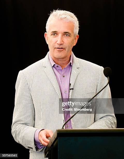 Rob Fyfe, chief executive officer of Air New Zealand Ltd., speaks during a news conference at the Star Alliance annual meeting in Queenstown, New...