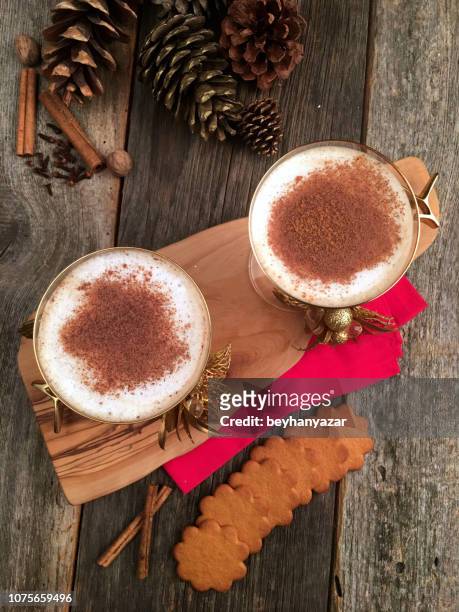 eggnog at christmas time - eggnog stock pictures, royalty-free photos & images
