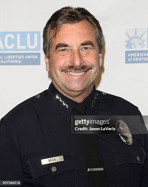 Los Angeles Chief of Police Charles L. Beck attends the ACLU/SC 2010 Bill of Rights dinner at the Beverly Wilshire Four Seasons Hotel on December 13,...