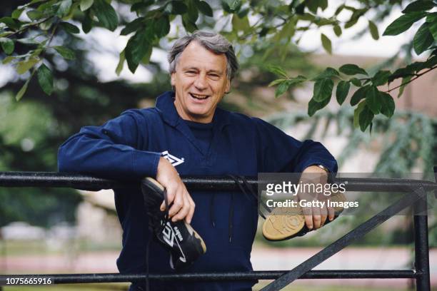 England manager Bobby Robson pictured leaning on a gate at an England Training Session on June 1, 1989 in England.