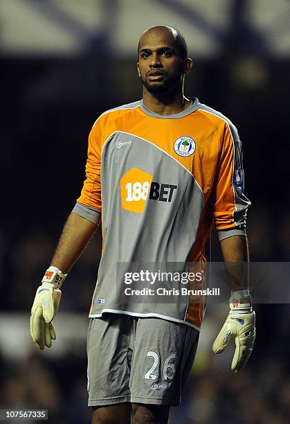 Ali Al-Habsi of Wigan Athletic during the Barclays Premier League match between Everton and Wigan Athletic at Goodison Park on December 11, 2010 in...