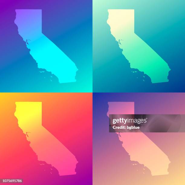 california maps with colorful gradients - trendy background - california outline stock illustrations