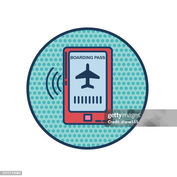 thin line travel, hotel & vacation icon with halftone base - checking in hotel stock illustrations