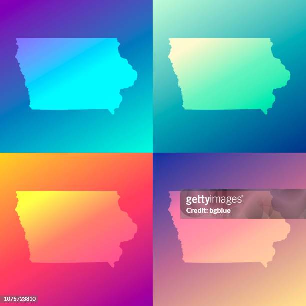 iowa maps with colorful gradients - trendy background - iowa stock illustrations