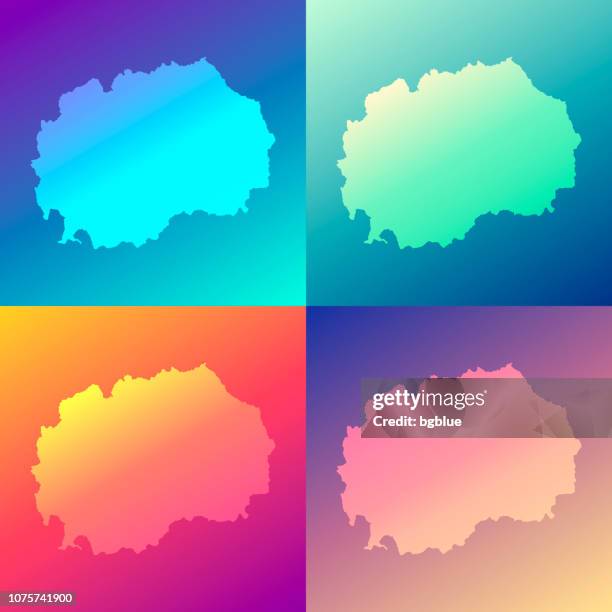 macedonia maps with colorful gradients - trendy background - macedonia country stock illustrations