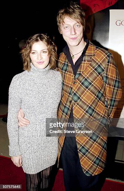Kelly MacDonald & Dougie Payne pose for photographers at The Los Angeles premiere of Gosford Park at the Academy of Motion Pictures Arts & Sciences...