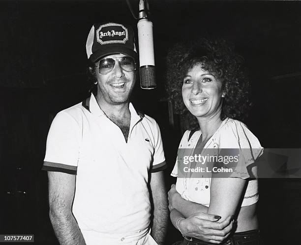 Neil Diamond and Barbra Streisand during "You Don't Bring Me Flowers Anymore" Studio Recording