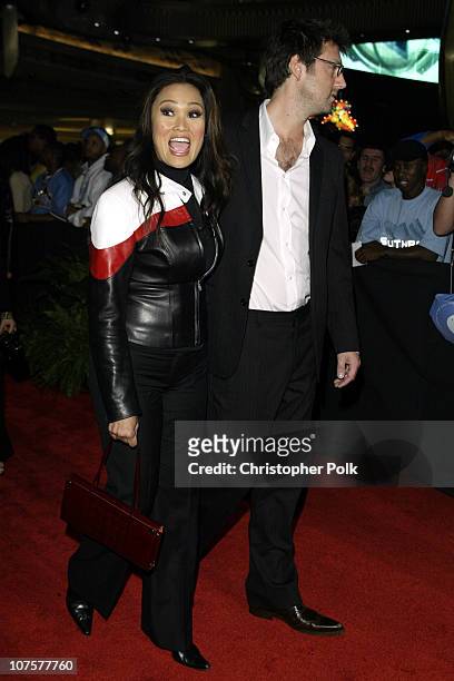 Tia Carrere and Simon Wakelin during 2002 Fox Billboard Bash - Arrivals at Studio 54 inside MGM Grand Casino in Las Vegas, NV.