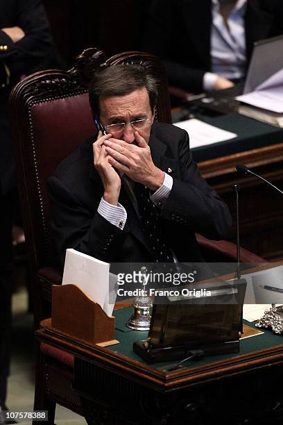 Italian Lower house speaker Gianfranco Fini attends the confidence vote for Silvio Berlusconi's government, at the Lower house on December 14, 2010...