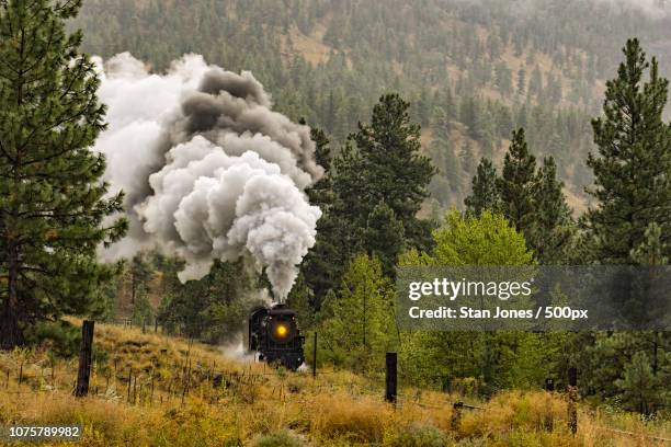 Steam Locomotive Train Okanagan Valley Near Summerland British Columbia Canada High-Res Stock Photo