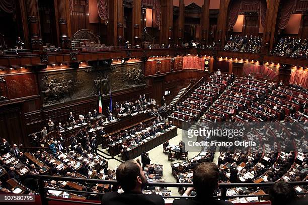 View of the lower house during a confidence vote for Italy's Prime Minister Silvio Berlusconi on December 14, 2010 in Rome, Italy. Italian Prime...
