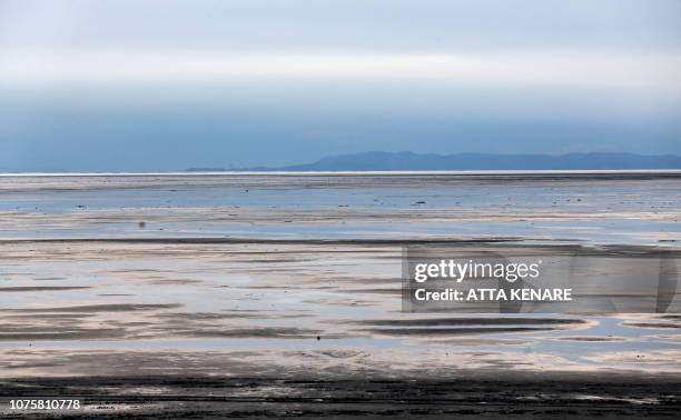 This picture taken on December 8, 2018 shows a general view of Iran's salt lake of Urmia in the country's northwest, which had been shrinking in one...