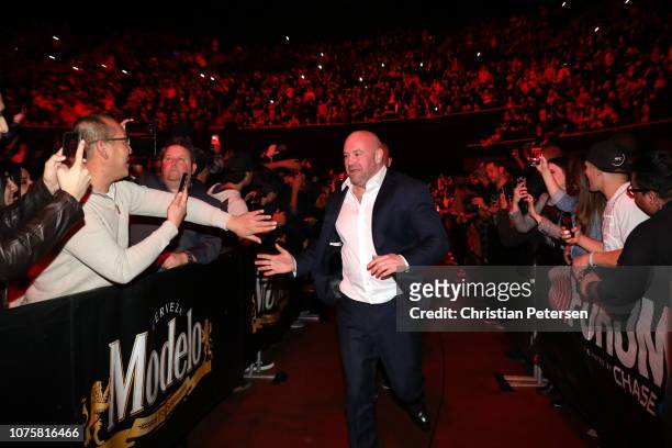 President Dana White interacts with fans during the UFC 232 event inside The Forum on December 29, 2018 in Inglewood, California.