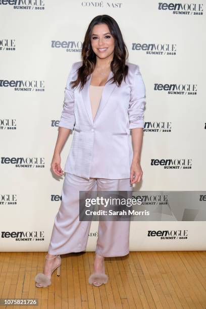 Actress Eva Longoria attends the Teen Vogue Summit at 72andSunny on December 1, 2018 in Los Angeles, California.