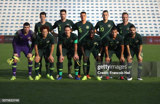 Players of Australia pose for a team photo prior to the International Friendly match between Australia and Oman at Maktoum Bin Rashid Al Maktoum...