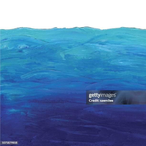 blue ocean background acrylic painting - oil paint stock illustrations