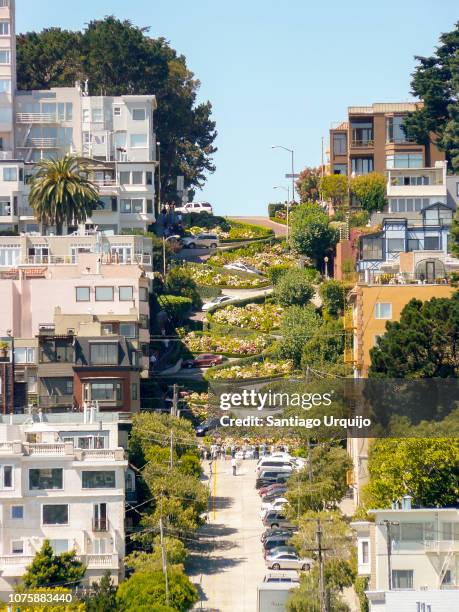 russian hill and lombard street in san francisco - san francisco california stock pictures, royalty-free photos & images