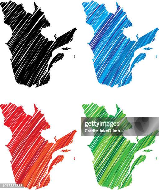 quebec scribble - quebec map stock illustrations