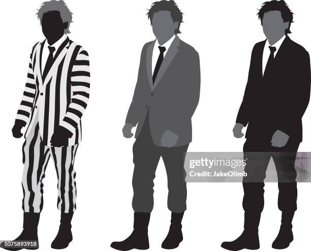 man in striped suit silhouette - striped trousers stock illustrations