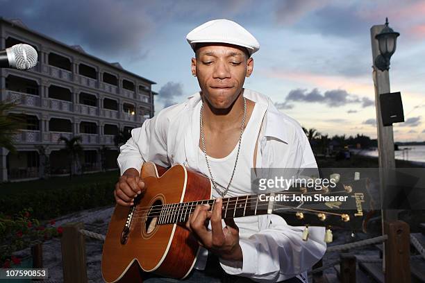 Musician Damon Cooper performs at "Music on the Deck" at the Alexandra Hotel during the Turks and Caicos Film Festival on October 17, 2007 in Turks...