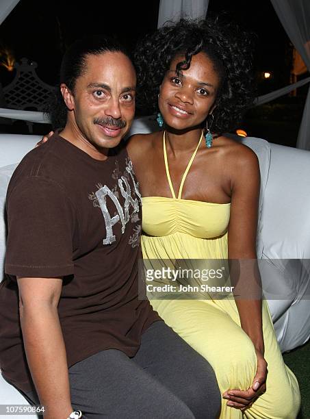 Festival Manager David Blackwell and actress Kimberly Elise attend the Soiree at the Somerset Hotel at the Turks and Caicos Film Festival on October...